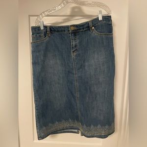 Midi Knee Jean Skirt